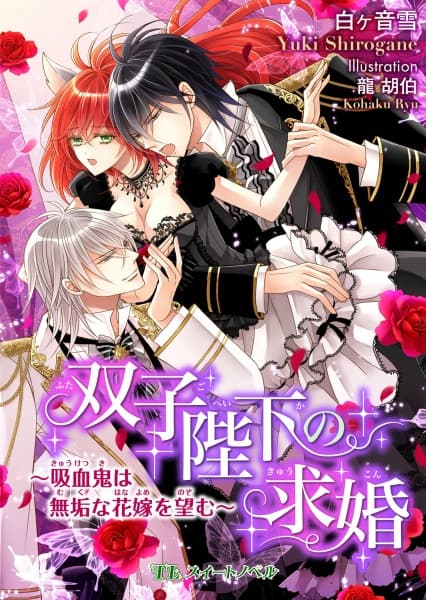 Обкладинка: ранобе «Futago Heika no Kyuukon: Kyuuketsuki wa Muku na Hanayome wo Nozomu»